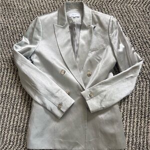Reiss Metallic Light Silver Double-Breasted Blazer